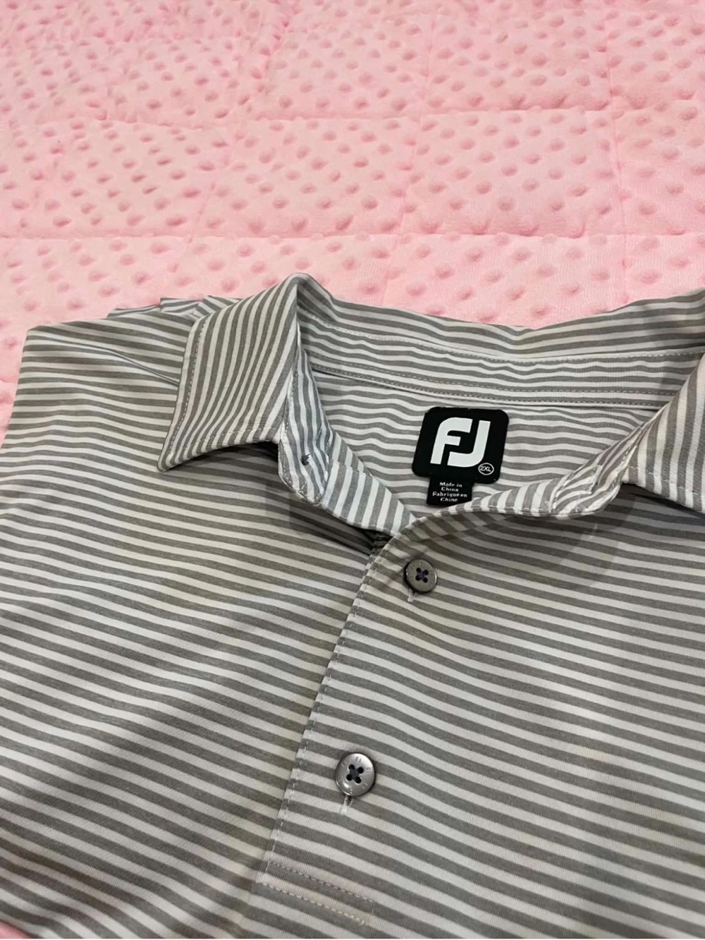 FootJoy Golf Polo Gray and White Striped Performance